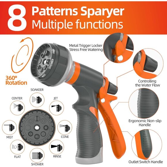 Garden Water Hose 100 ft x 5/8 in Heavy Duty, Flexible and Lightweight, Burst 60 - Picture 7 of 8